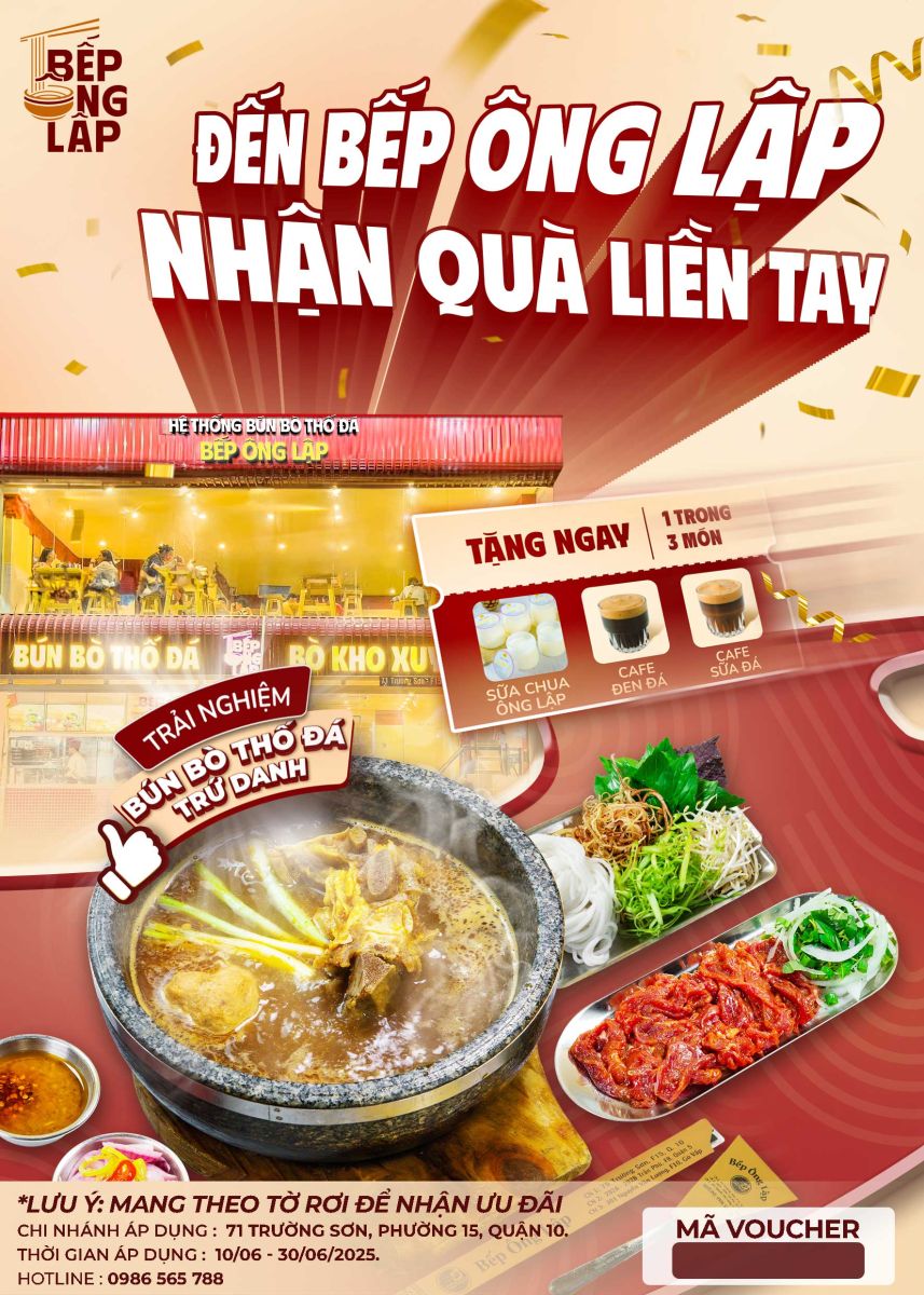 Bún bò thố đá bếp ông lập khuyến mãi